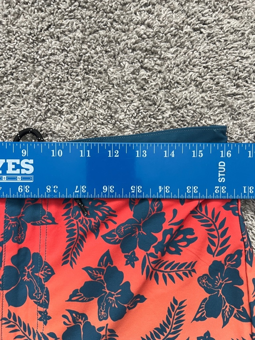 Body Glove Men’s Tropical Ombre Floral Swim Trunks in Coral and Blue - Size M - Picture 9 of 10